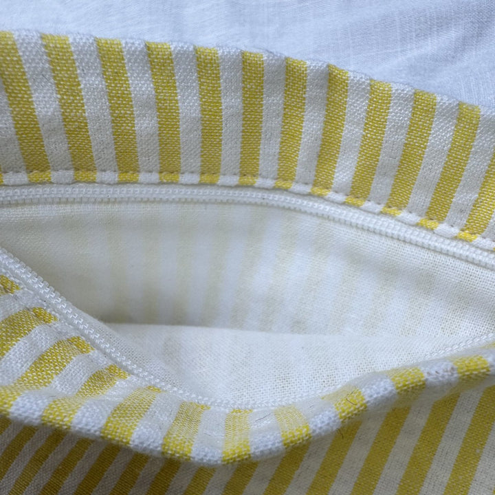 Linen Cosmetic Pouch in Stripe with Frill - Cosmetic & Toiletry Bags - Jade and May Accessories