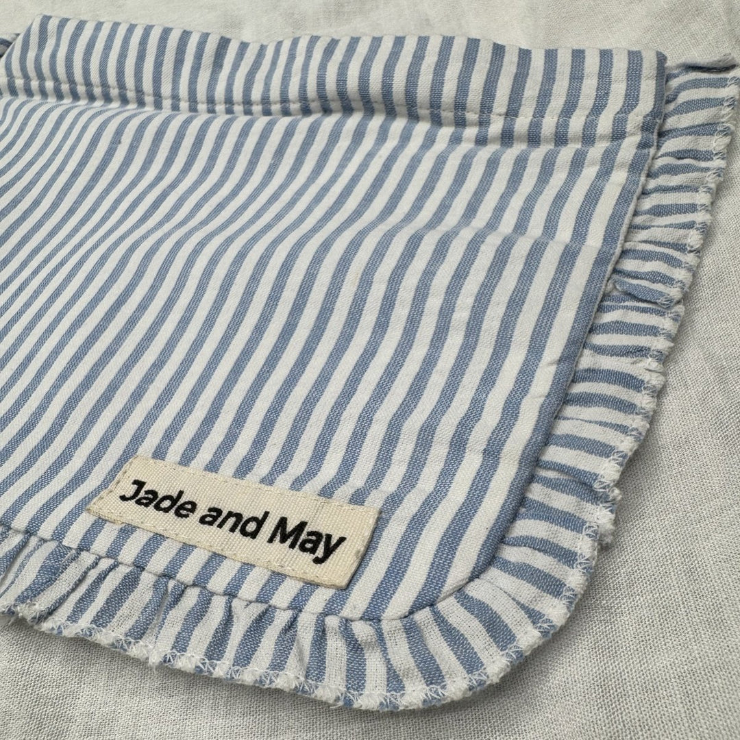 Linen Cosmetic Pouch in Stripe with Frill - Cosmetic & Toiletry Bags - Jade and May Accessories