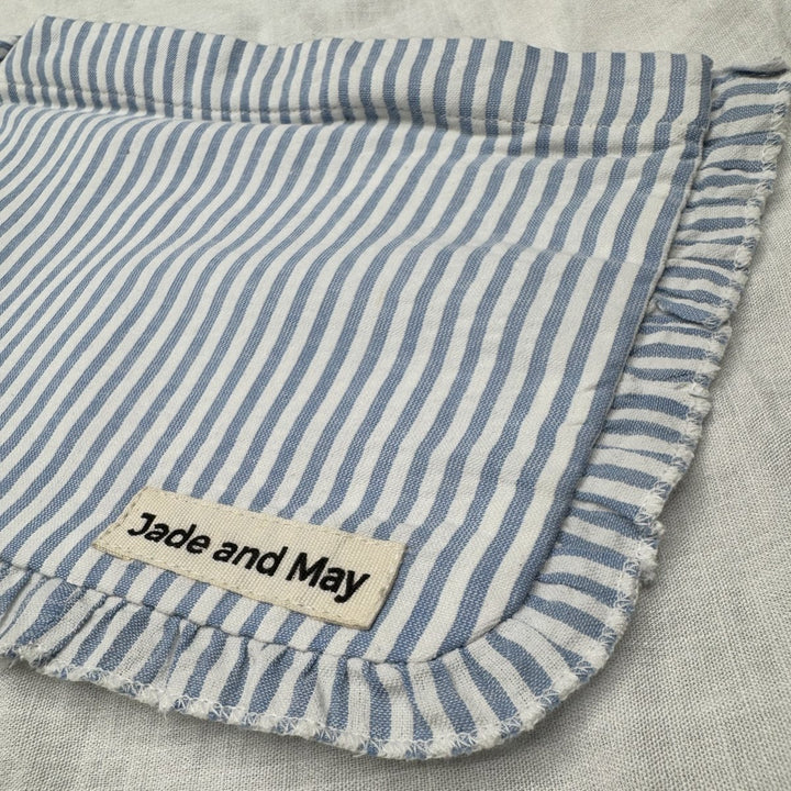 Linen Cosmetic Pouch in Stripe with Frill - Cosmetic & Toiletry Bags - Jade and May Accessories