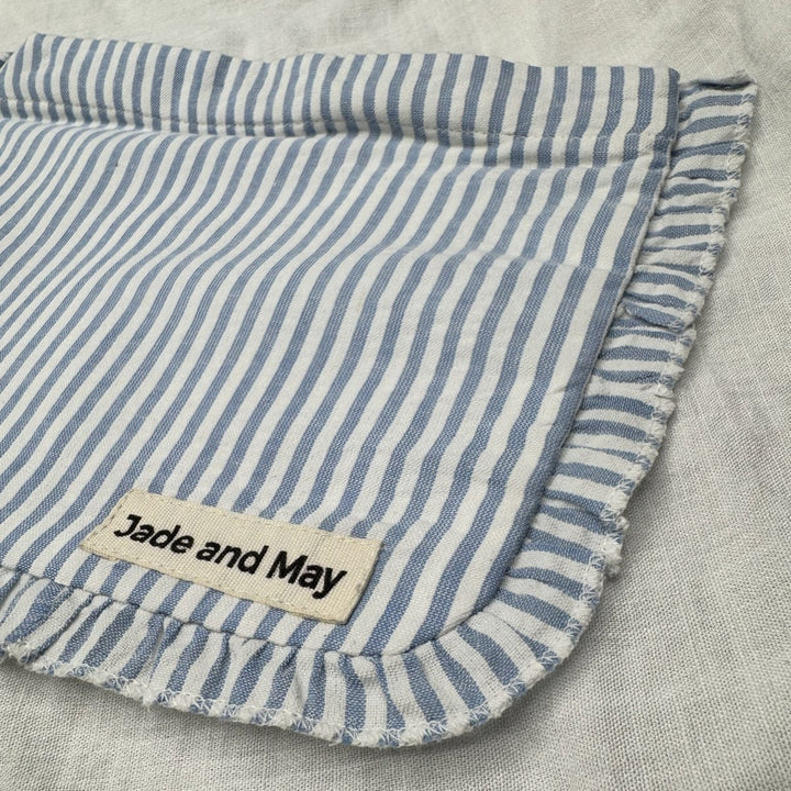 Linen Cosmetic Pouch in Stripe with Frill - Cosmetic & Toiletry Bags - Jade and May Accessories