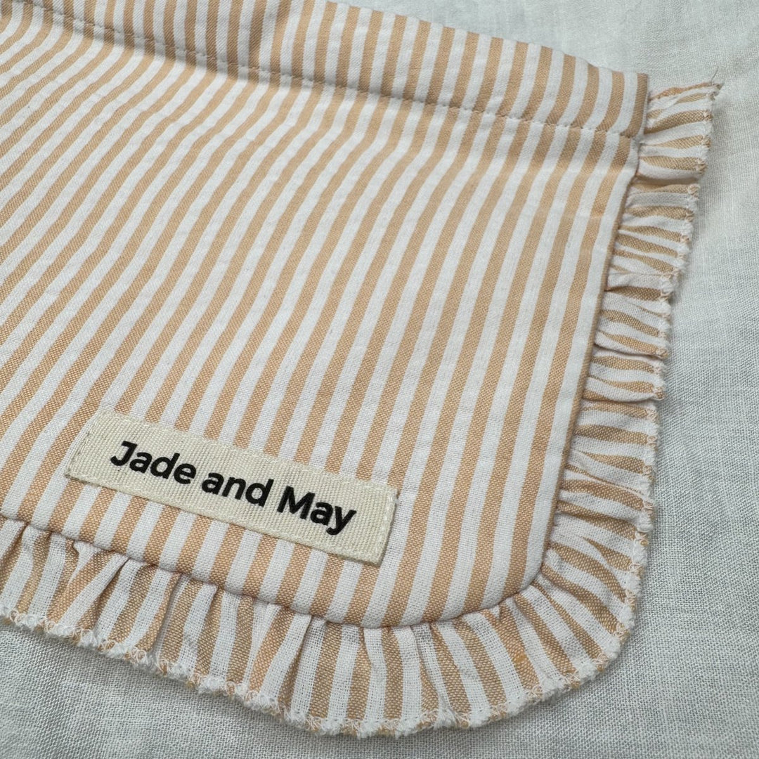 Linen Cosmetic Pouch in Stripe with Frill - Cosmetic & Toiletry Bags - Jade and May Accessories