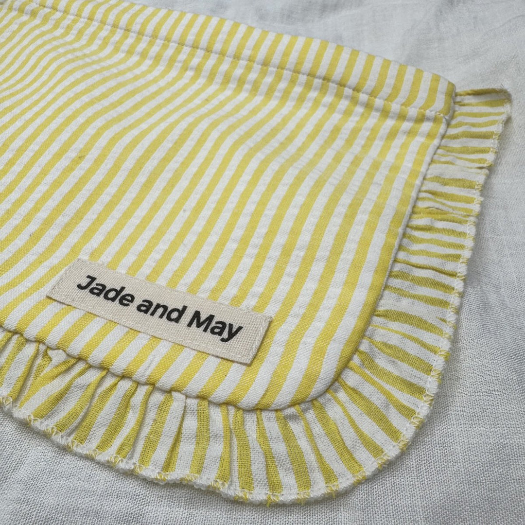 Linen Cosmetic Pouch in Stripe with Frill - Cosmetic & Toiletry Bags - Jade and May Accessories