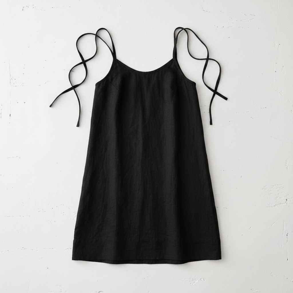 Linen Nightie in Navy | Mid Length-Nightie-Jade and May Sleepwear