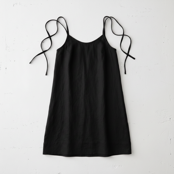Linen Nightie in Navy | Mid Length-Nightie-Jade and May Sleepwear
