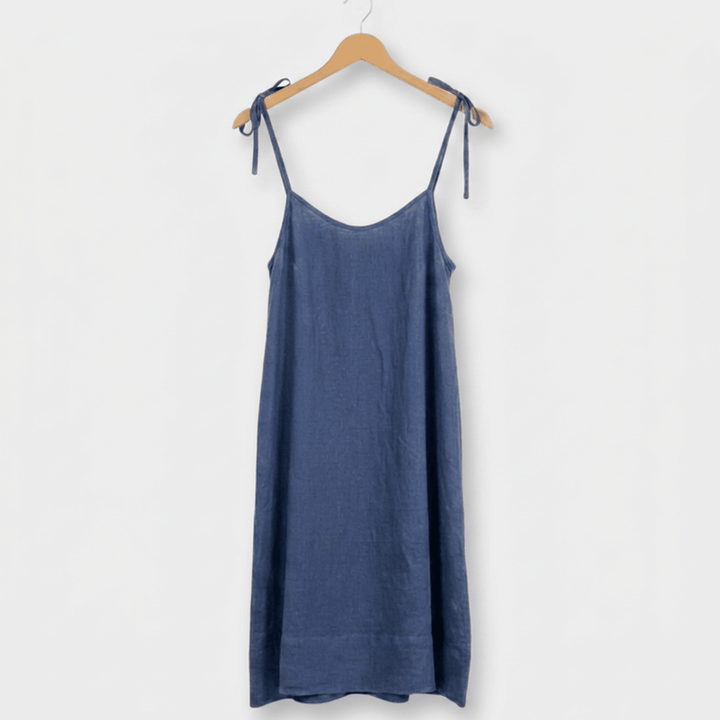 Linen Nightie in Navy | Mid Length-Nightie-Jade and May Sleepwear