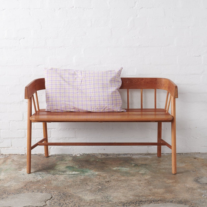 Linen Pillowcase | Lilac & Yellow Tartan-Jade and May-Pillowcase-Jade and May