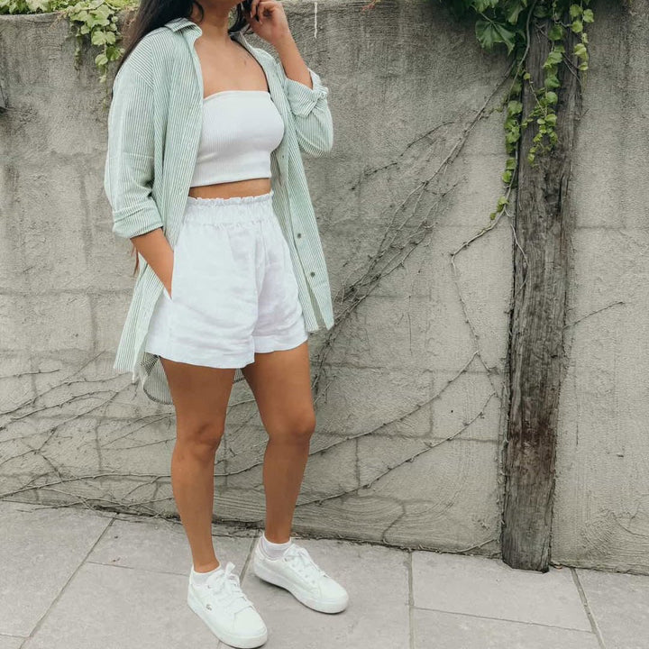 Linen Short in White - Linen Shorts