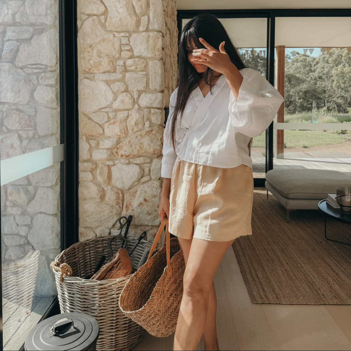 Linen Short - Mocha - Linen Shorts