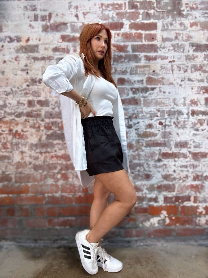Linen Shorts in Black - Linen Shorts