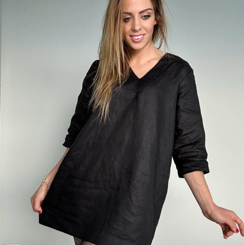 Linen Lounge Dress in Black | Your LBD Just Got Comfier Jade and May Linen Lounge Dress in Black | Your LBD Just Got Comfier Jade and May
