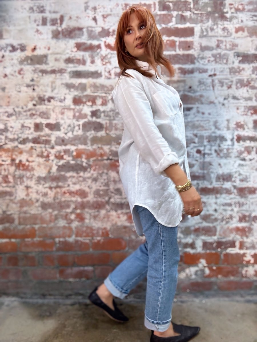 Long White Linen Shirt - Shirt - everyday linen essentials