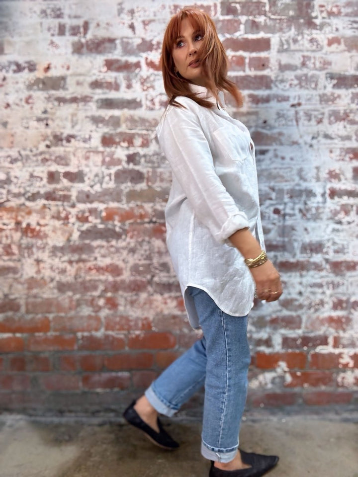 Long White Linen Shirt - Shirt