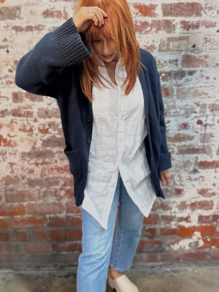 Long White Linen Shirt - Shirt