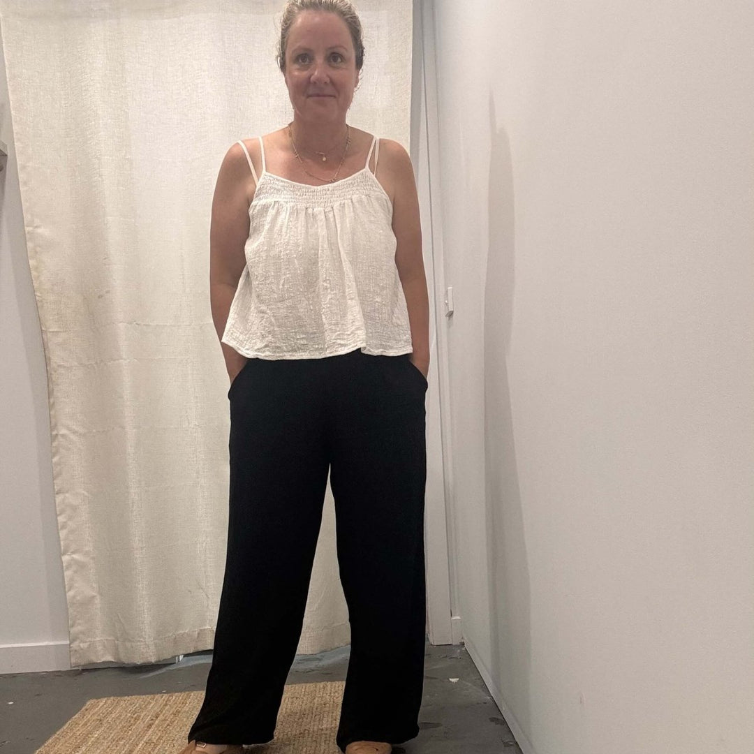 Lounge Pant in Black Bamboo - Apparel - Jade and May Linen