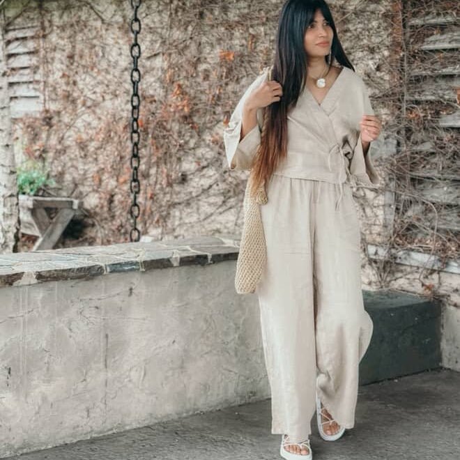 Lounge Pant in Latte Linen - Apparel - Jade and May Linen