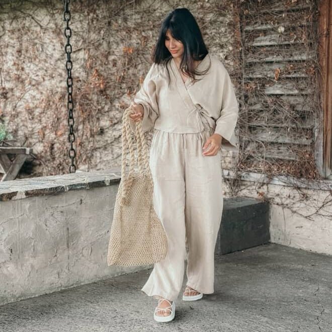 Lounge Pant in Latte Linen - Apparel - Jade and May Linen
