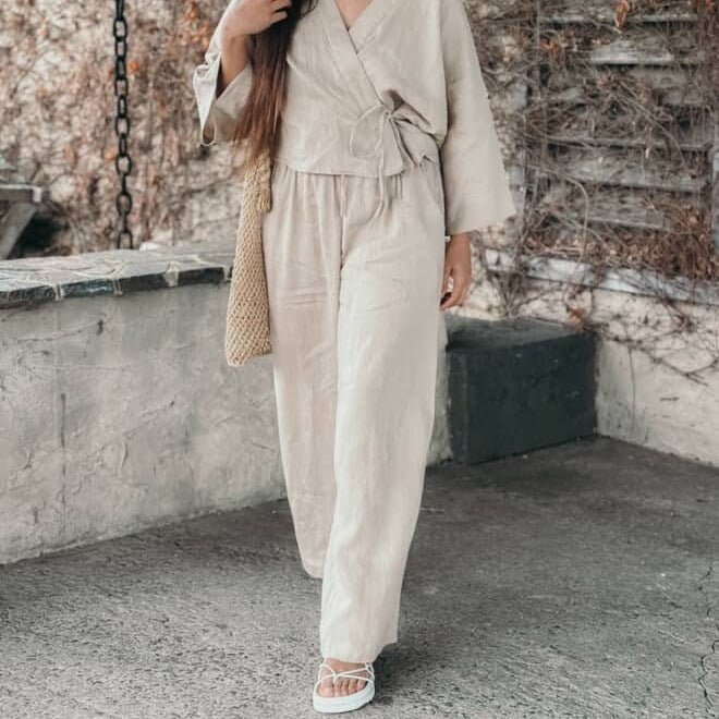 Lounge Pant in Latte Linen - Apparel - Jade and May Linen