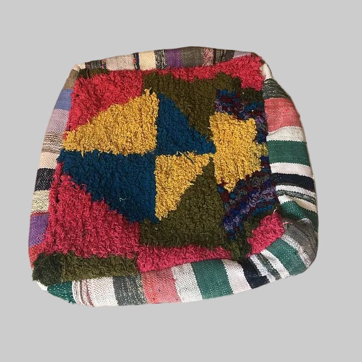 Moroccan Floor Cushion: Authentic Kilim Pouf - Cushion Cover - Jade and May