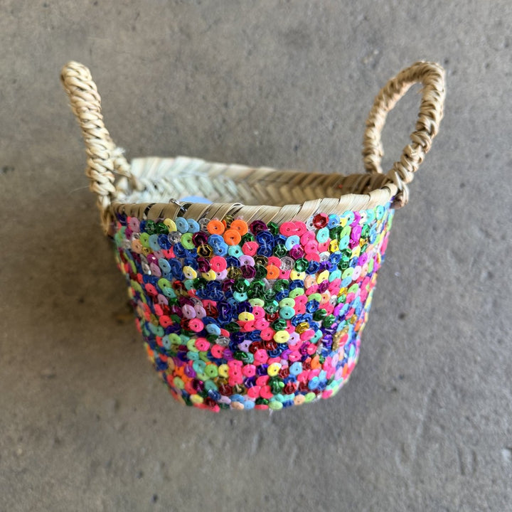 Moroccan Sequin Baskets | Jade and May-Basket-Jade and May Accessories