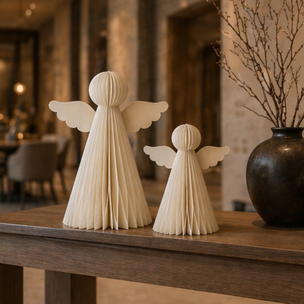 Nordic Rooms Paper Angel Duo in Off White-Christmas Decorations-Nordic Rooms