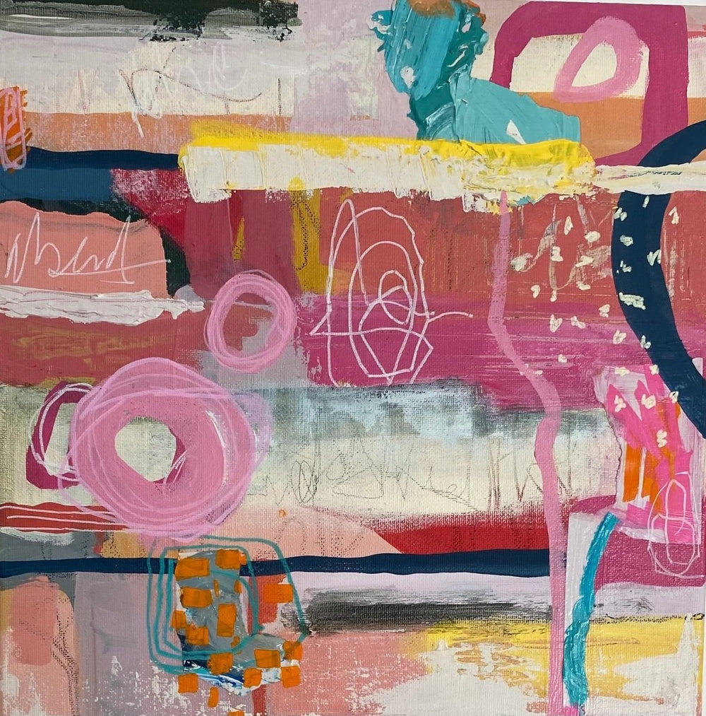 Original Artwork: Peeling Back the Layers in Pink 1 by Katie Ramage Art-Art-Katie Ramage Art