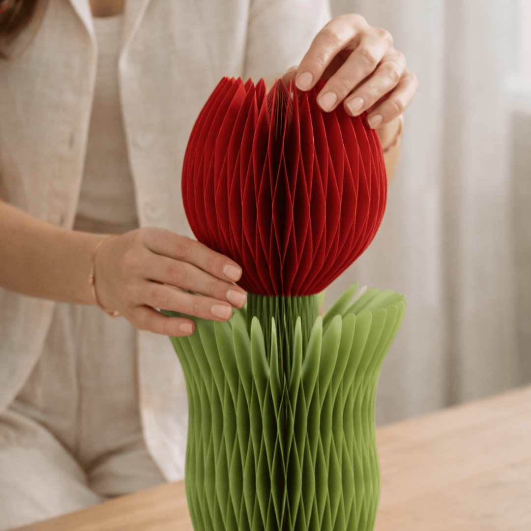 Paper Decor Tulip in Mulberry and Moss by Nordic Rooms - Artificial Flowers &amp; Greenery - Jade and May
