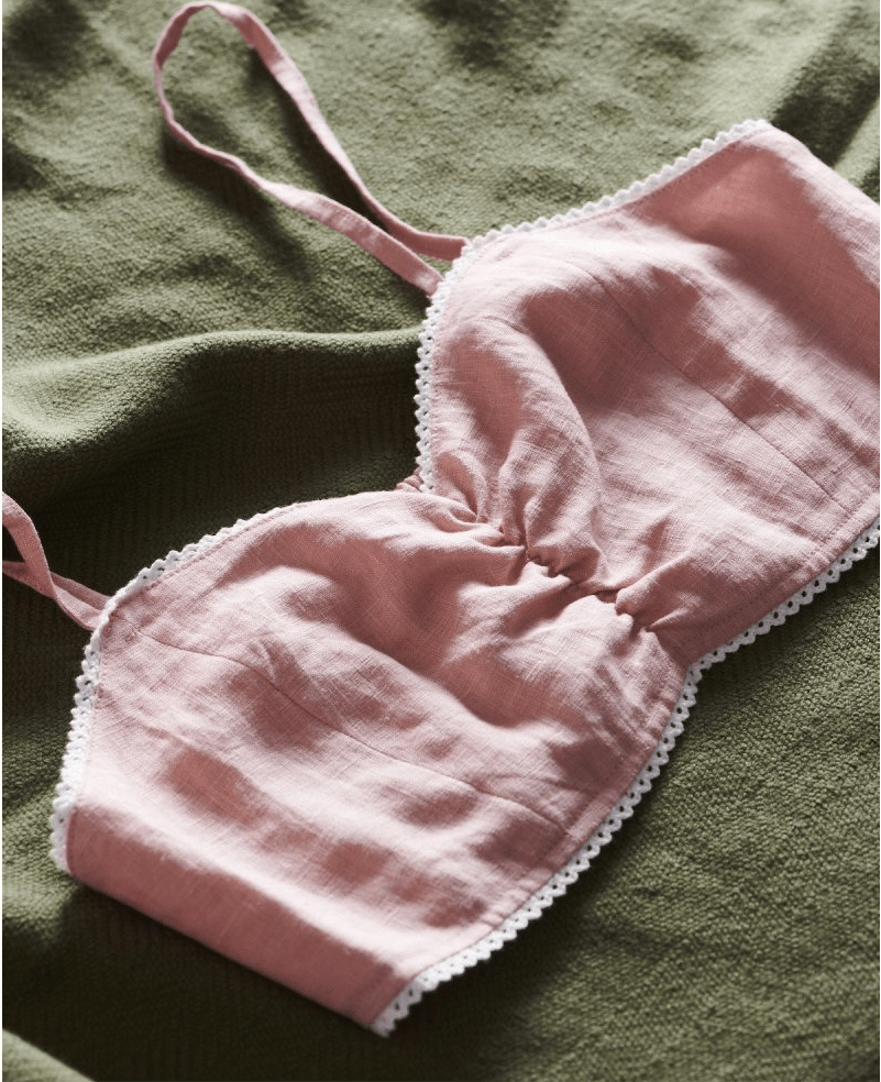 Pink Linen Bralette - Soft and Seamless - Bralette