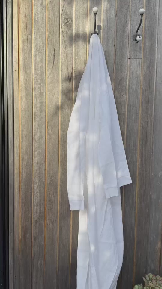 White Linen Bathrobe - Extra Length