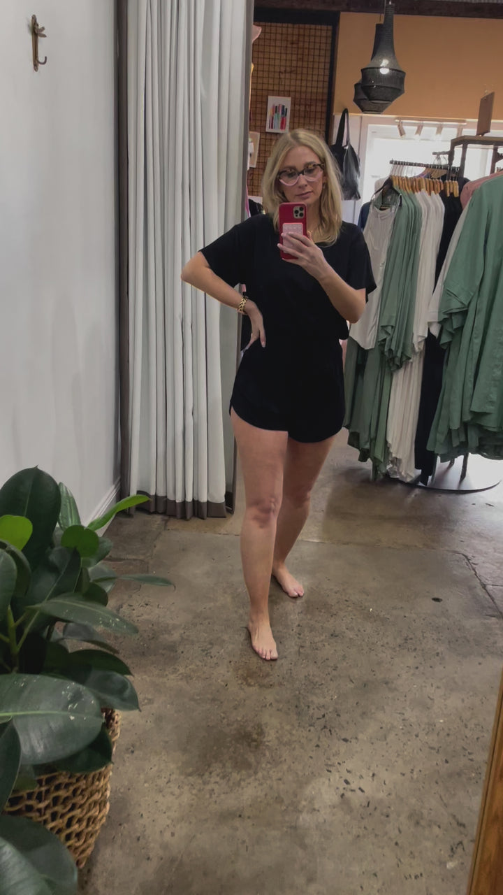 Bamboo Pyjamas: Tee and Short Set in Black