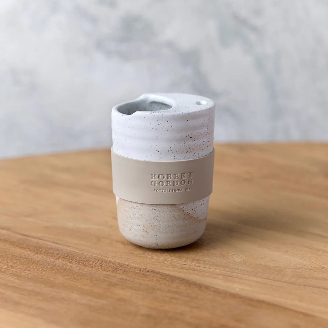 Robert Gordon Ceramic Travel Mug in Speckled White - Ceramics - Robert Gordon Australia