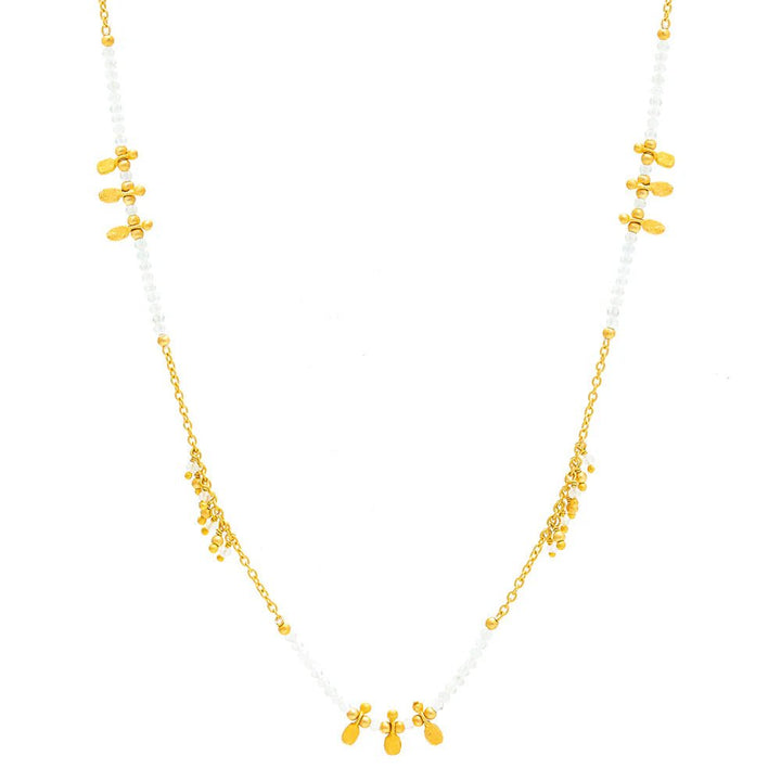 Rubyteva Designs - Long Aquamarine Gold Charm Necklace - Jewellery