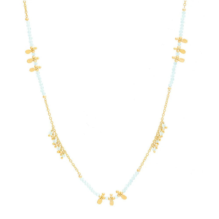Rubyteva Designs - Long Aquamarine Gold Charm Necklace - Jewellery
