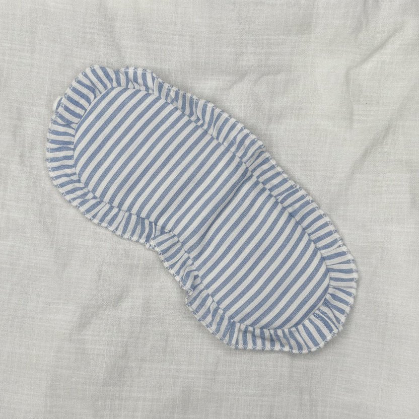 Sleep Mask in Blue Stripe Linen with Feature Frill & Travel Bag - Sleep Mask - Jade and May Sleepwear
