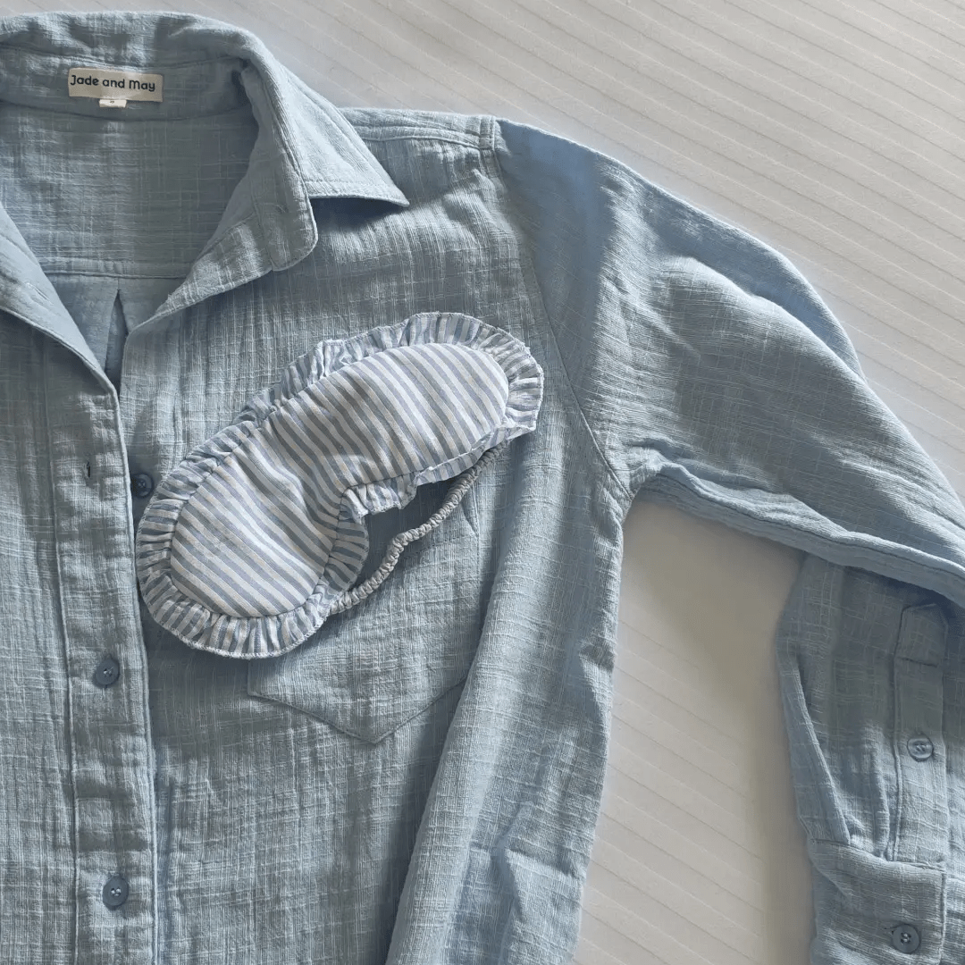 Sleep Shirt in Baby Blue Cotton-Nightie-Jade and May Sleepwear