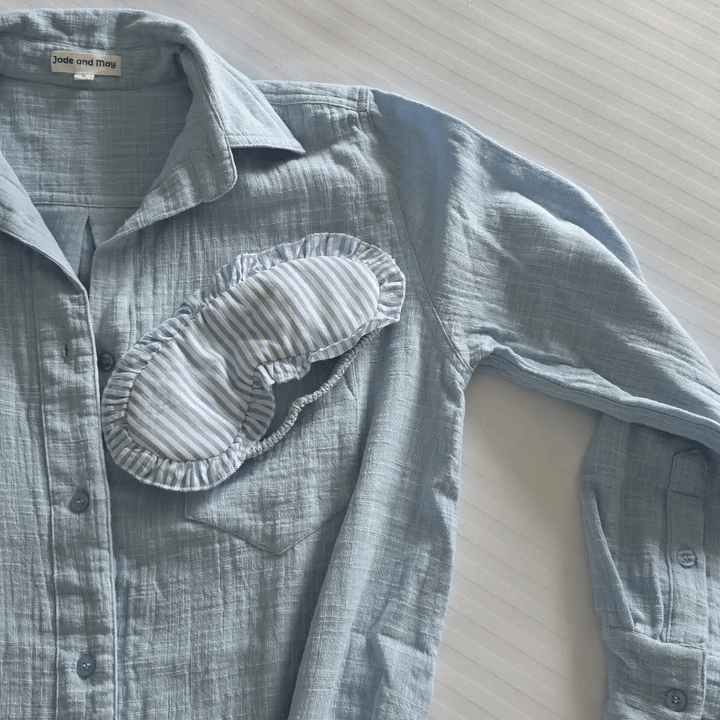 Sleep Shirt in Baby Blue Cotton-Nightie-Jade and May Sleepwear
