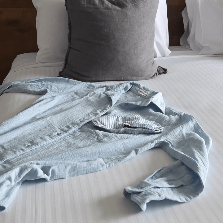 Sleep Shirt in Baby Blue Cotton-Nightie-Jade and May Sleepwear