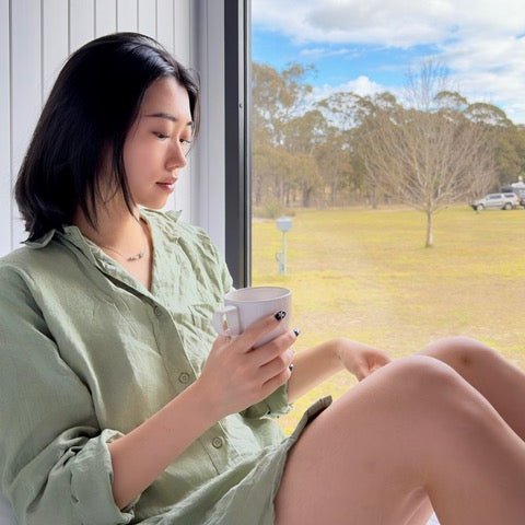 Sleep Shirt in Pistachio Linen-Shirt-Jade and May Linen