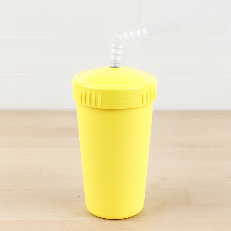 Re-Play Sippy Cup With Straw in yellow.  Replay Recycled bright and colourful kids sippy cup range at Jade and May