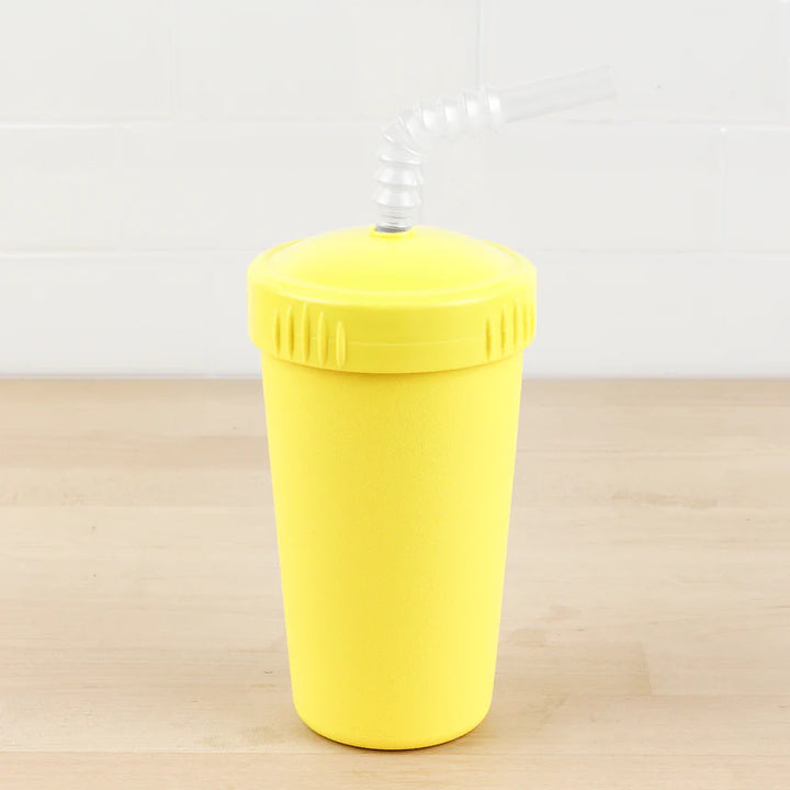 Re-Play Sippy Cup With Straw in yellow.  Replay Recycled bright and colourful kids sippy cup range at Jade and May