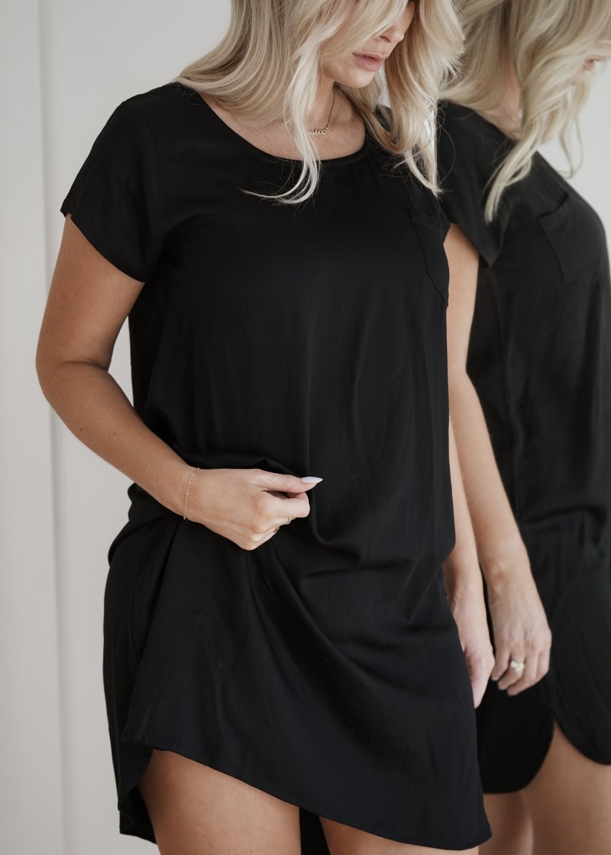 Bamboo T-Shirt Nightie in Black - Nightie