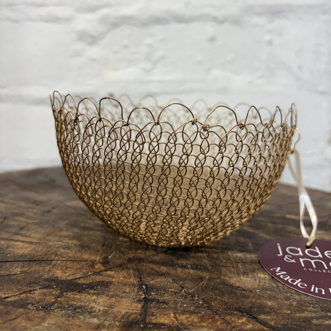 Wire Baskets in Gold with Scalloped Edge - Basket - Jade and May