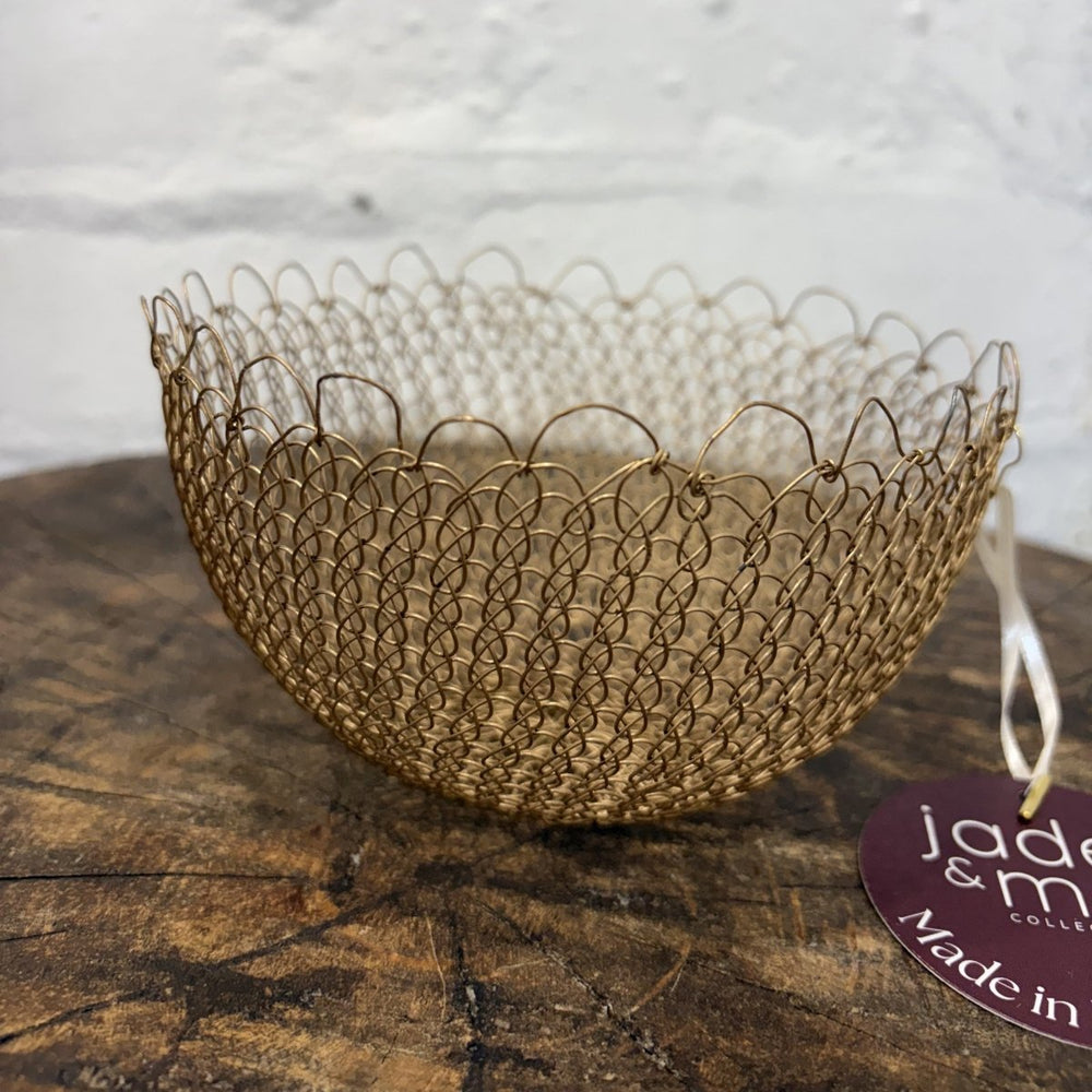 Wire Baskets in Gold with Scalloped Edge - Basket - Jade and May