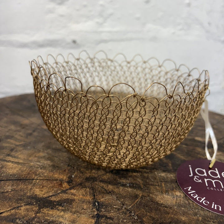 Wire Baskets in Gold with Scalloped Edge - Basket - Jade and May
