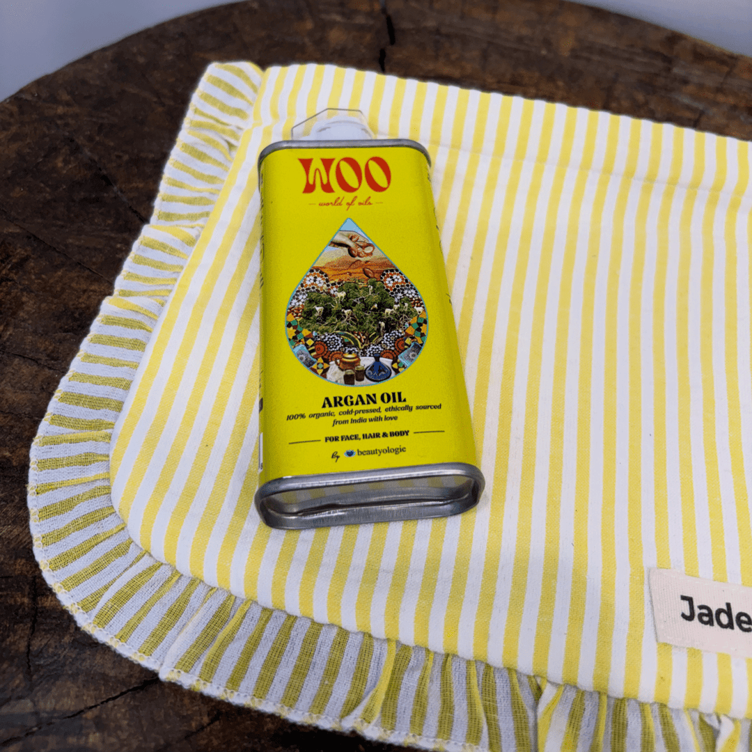 World of Oils & Cosmetic Pouch Set in Striped Linen - Bundles - Jade and May Accessories