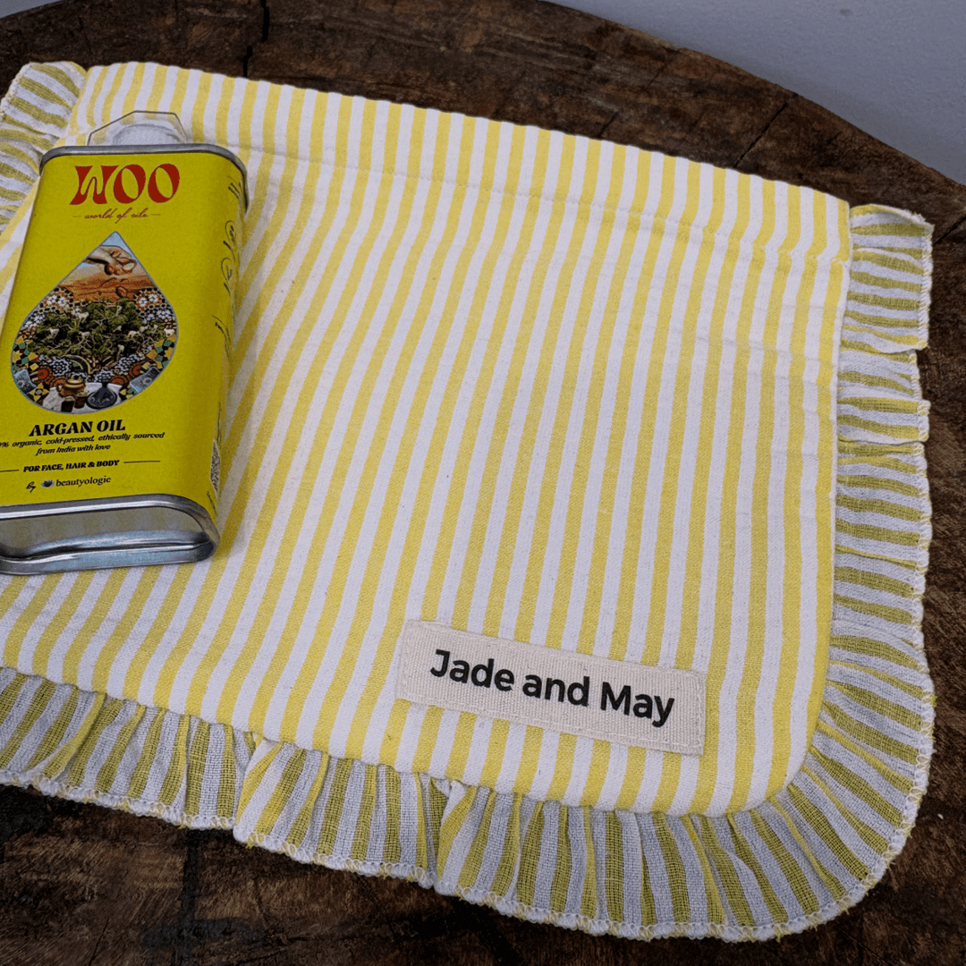 World of Oils & Cosmetic Pouch Set in Striped Linen - Bundles - Jade and May Accessories