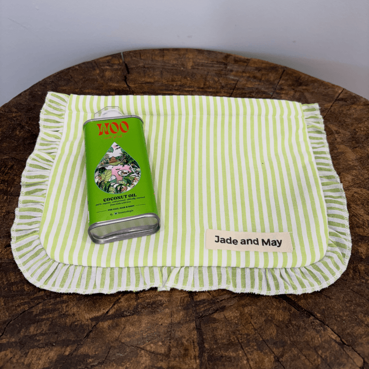 World of Oils & Cosmetic Pouch Set in Striped Linen - Bundles - Jade and May Accessories