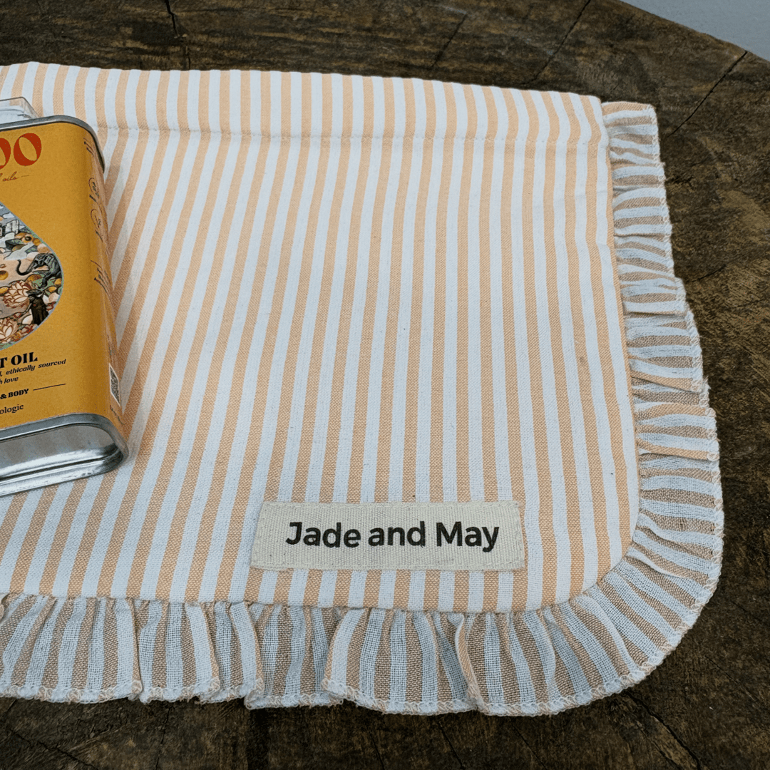 World of Oils & Cosmetic Pouch Set in Striped Linen - Bundles - Jade and May Accessories