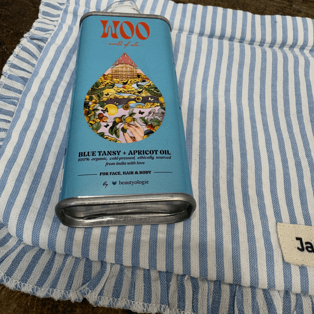 World of Oils & Cosmetic Pouch Set in Striped Linen - Bundles - Jade and May Accessories