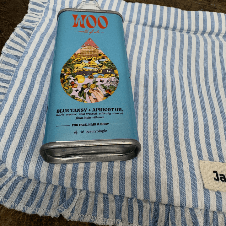 World of Oils & Cosmetic Pouch Set in Striped Linen - Bundles - Jade and May Accessories