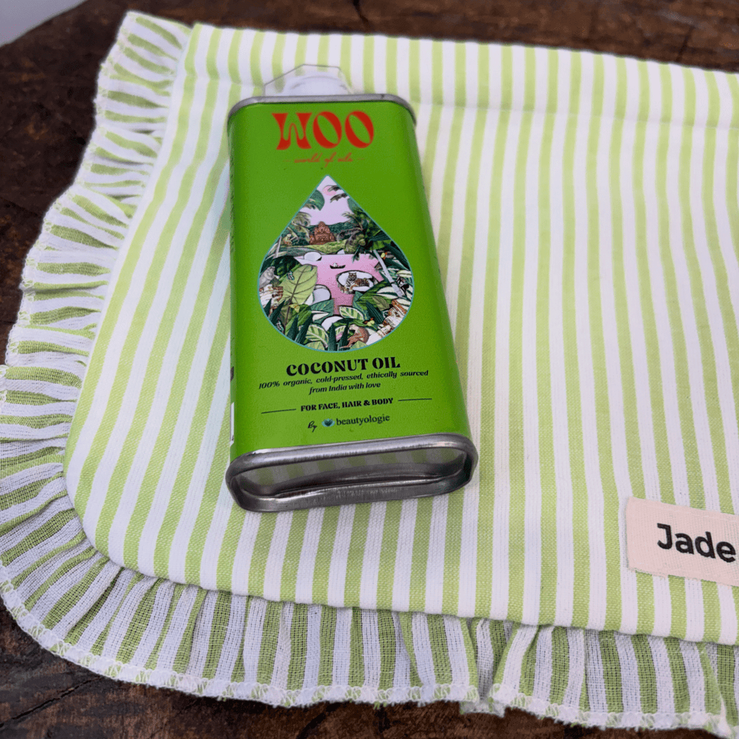 World of Oils & Cosmetic Pouch Set in Striped Linen - Bundles - Jade and May Accessories